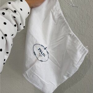 Prada White Drawstring Dust Bag with Navy Logo